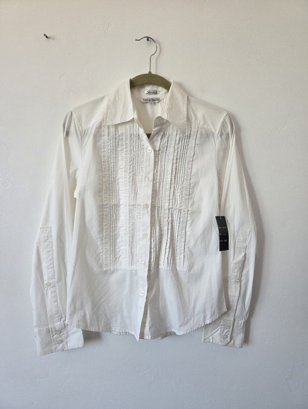NEW Capacity Unlimited Stretch White Button Shirt Blouse Victorian Peasant Poet